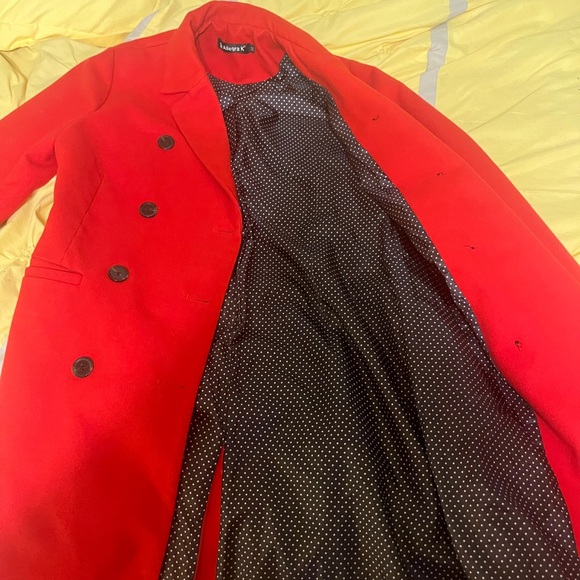 Long Red Pea-Coat/Jacket - Picture 3 of 5